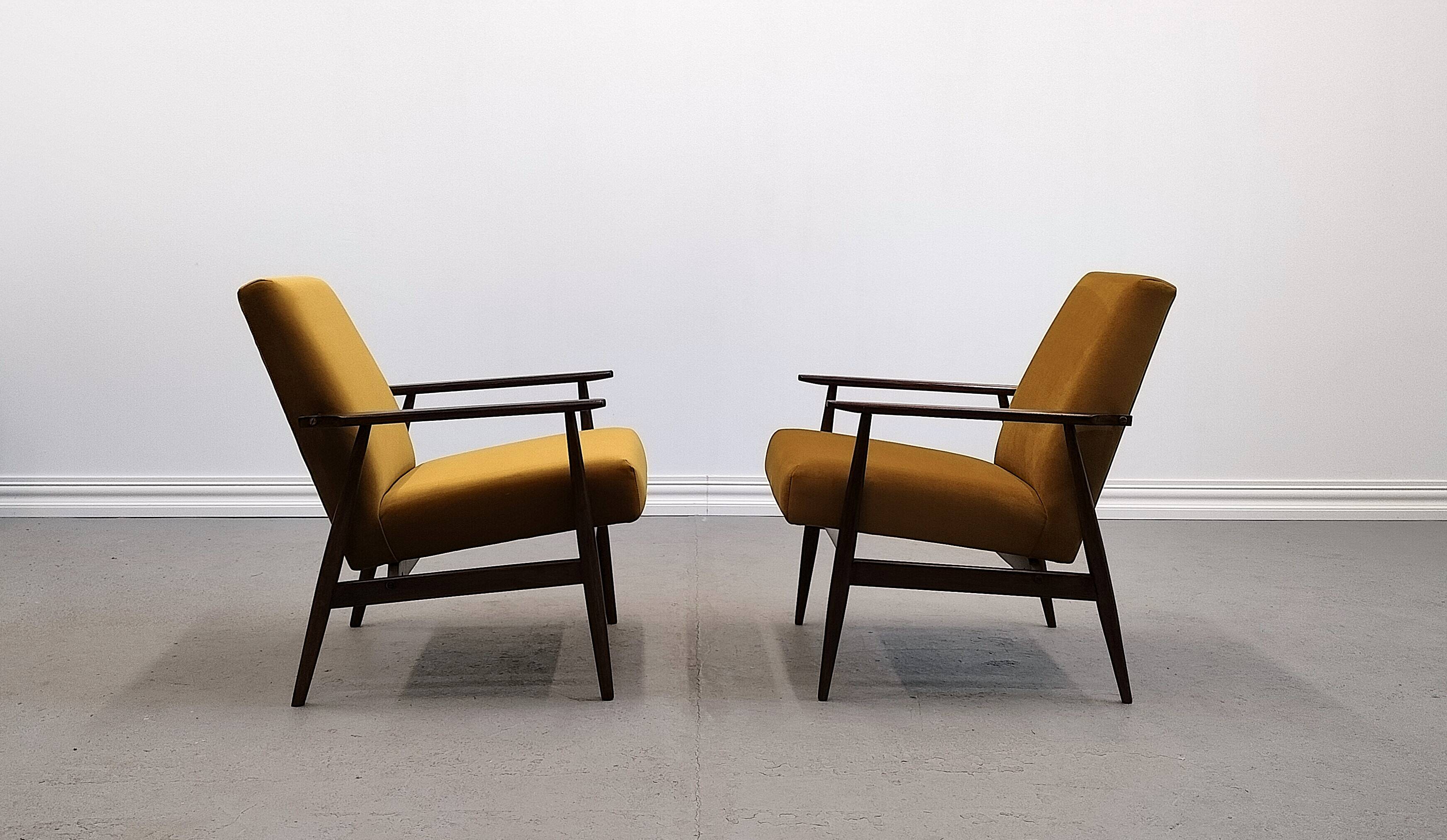 1960 Henryk Lis Mid Century armchair in Goldenrod velvet