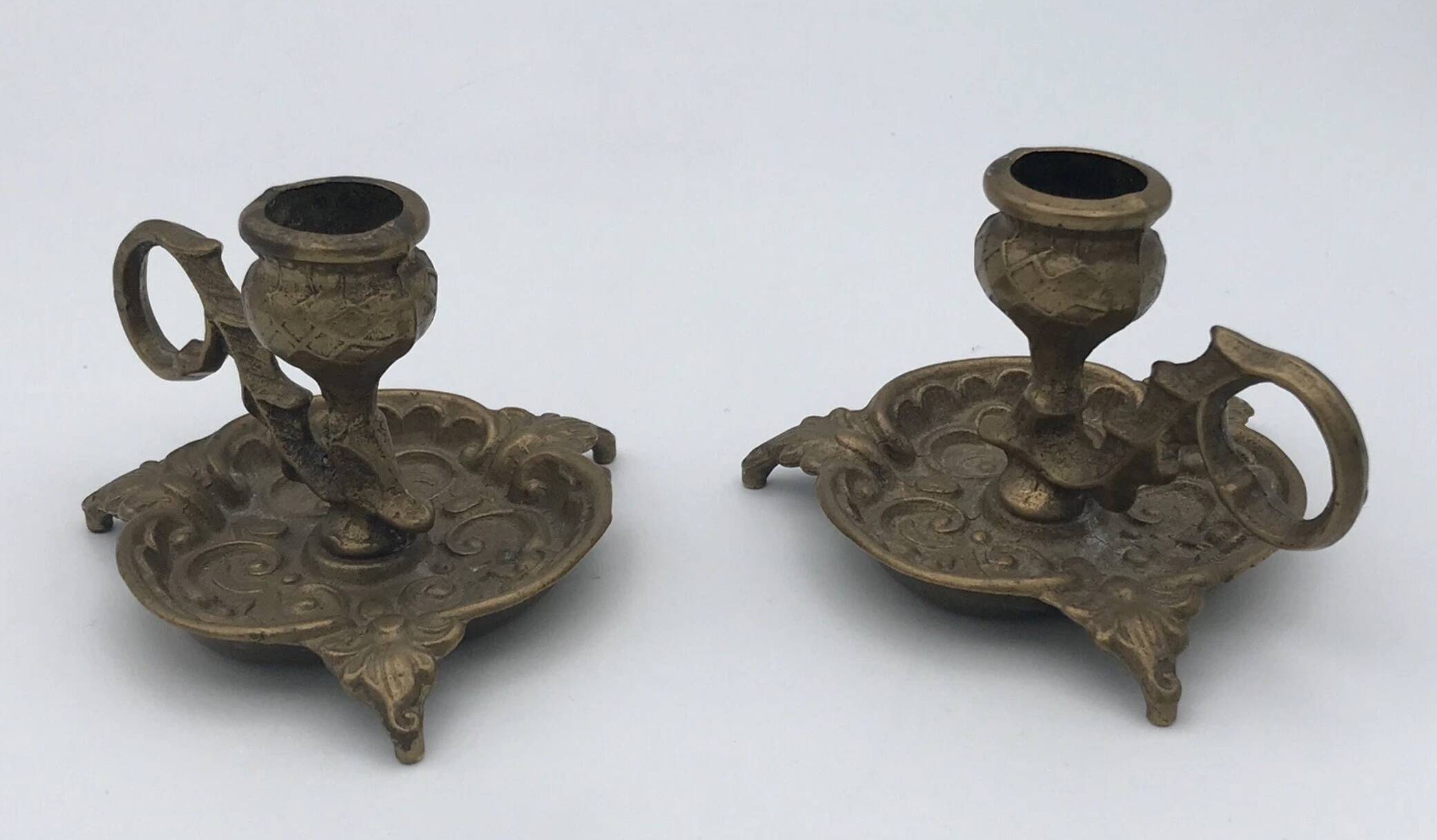 Pair of vintage brass table candlesticks