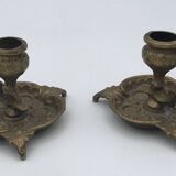 Pair of vintage brass table candlesticks