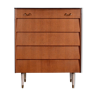 Vintage chest of drawers / tallboy In teak and brass