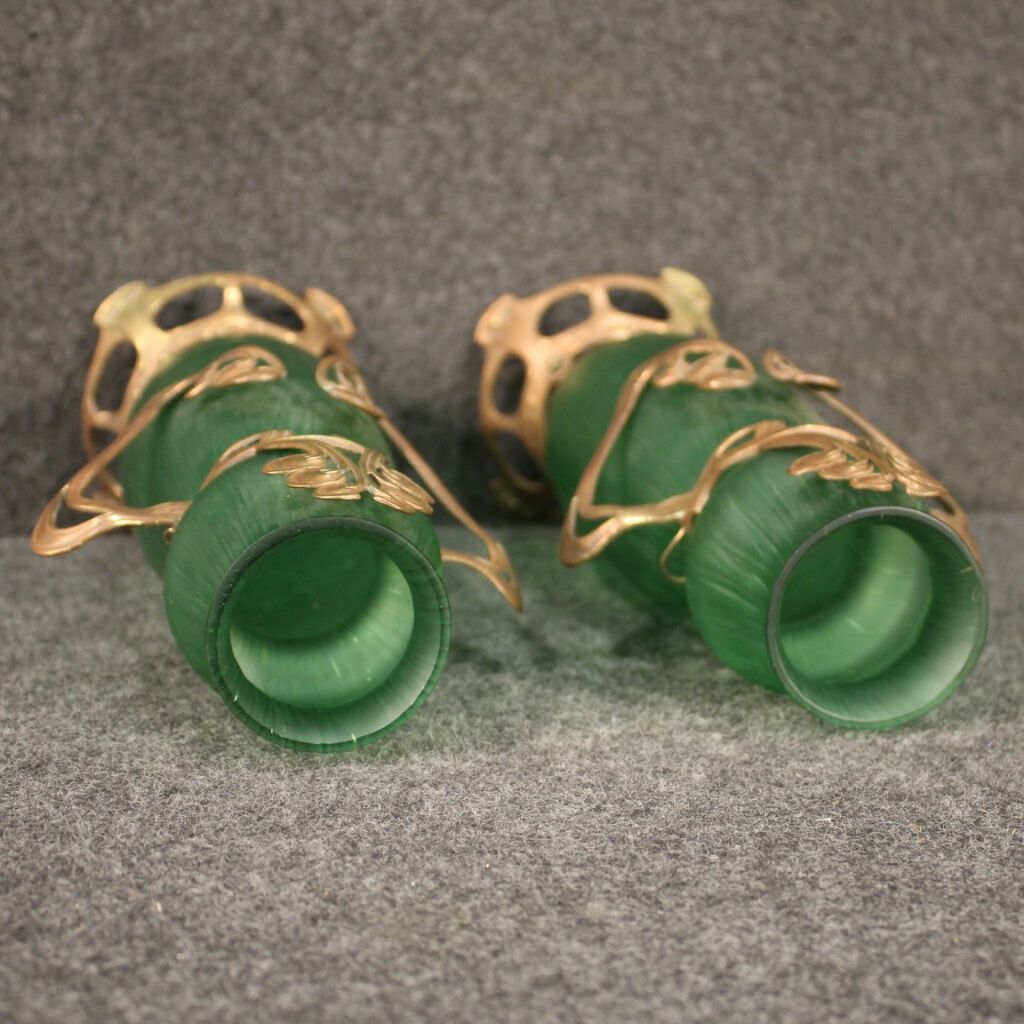 Pair of French glass vases in Art Nouveau style