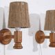 Paire d'applique vintage en bois et corde 1960