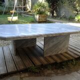 Table basse vintage en marbre travertin