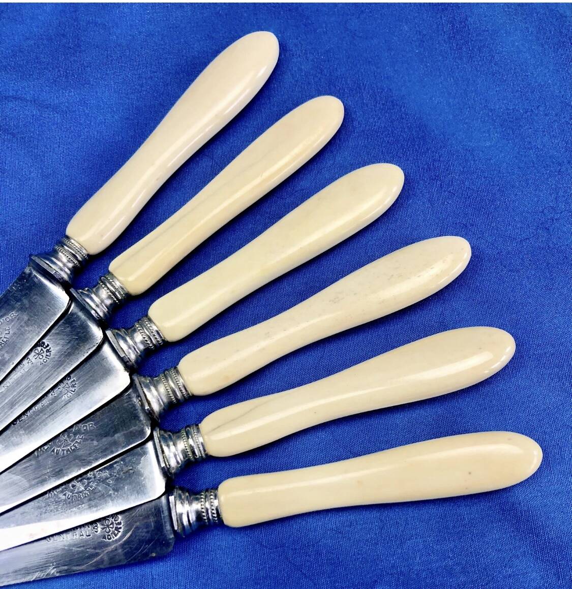 6 antique dessert cheese knives from the 19th century