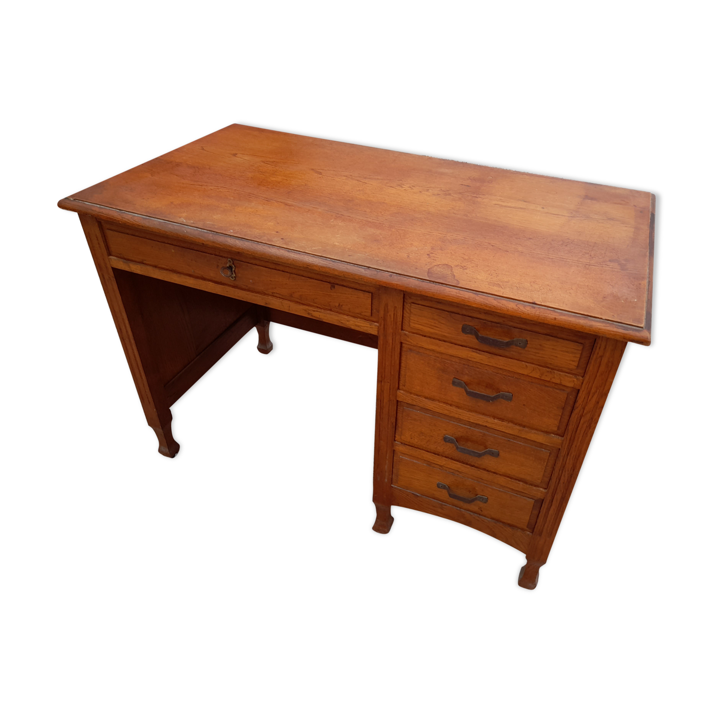 Old oak desk 5 drawers