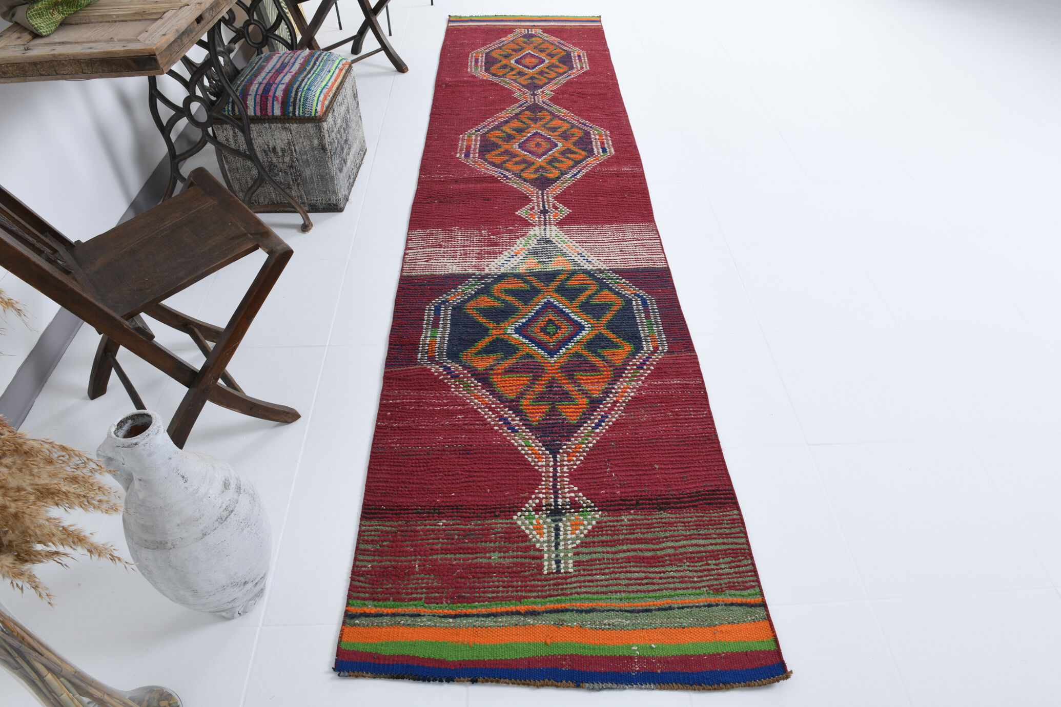 3x12 Vintage Herki Runner Rug,83x358Cm