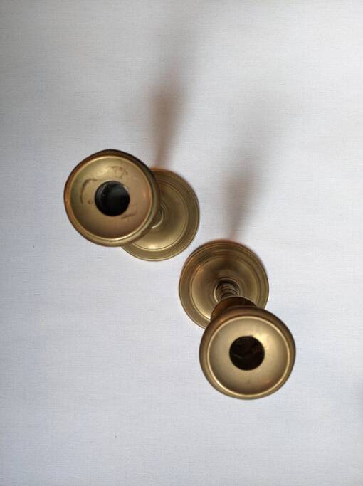 Pair of antique brass candlesticks Scandinavian countryside candlesticks