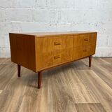 Scandinavian 4-drawer bass chest of drawers signed Clausen & Son vintage teak, 60s
