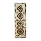 Handwoven antique anatolian beige runner rug 105 cm x 310 cm