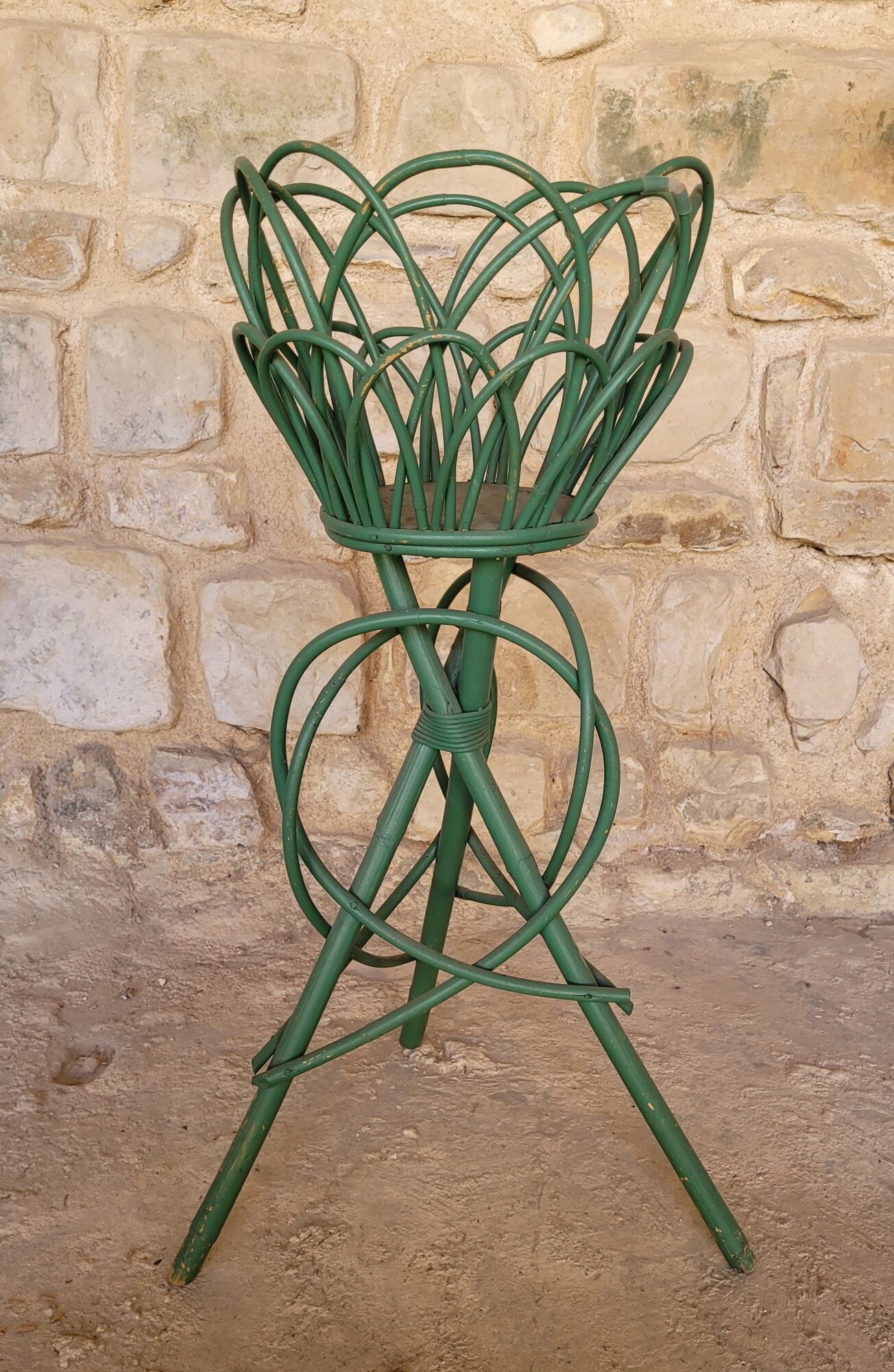 Vintage bamboo and rattan plant holder from the 50/60s