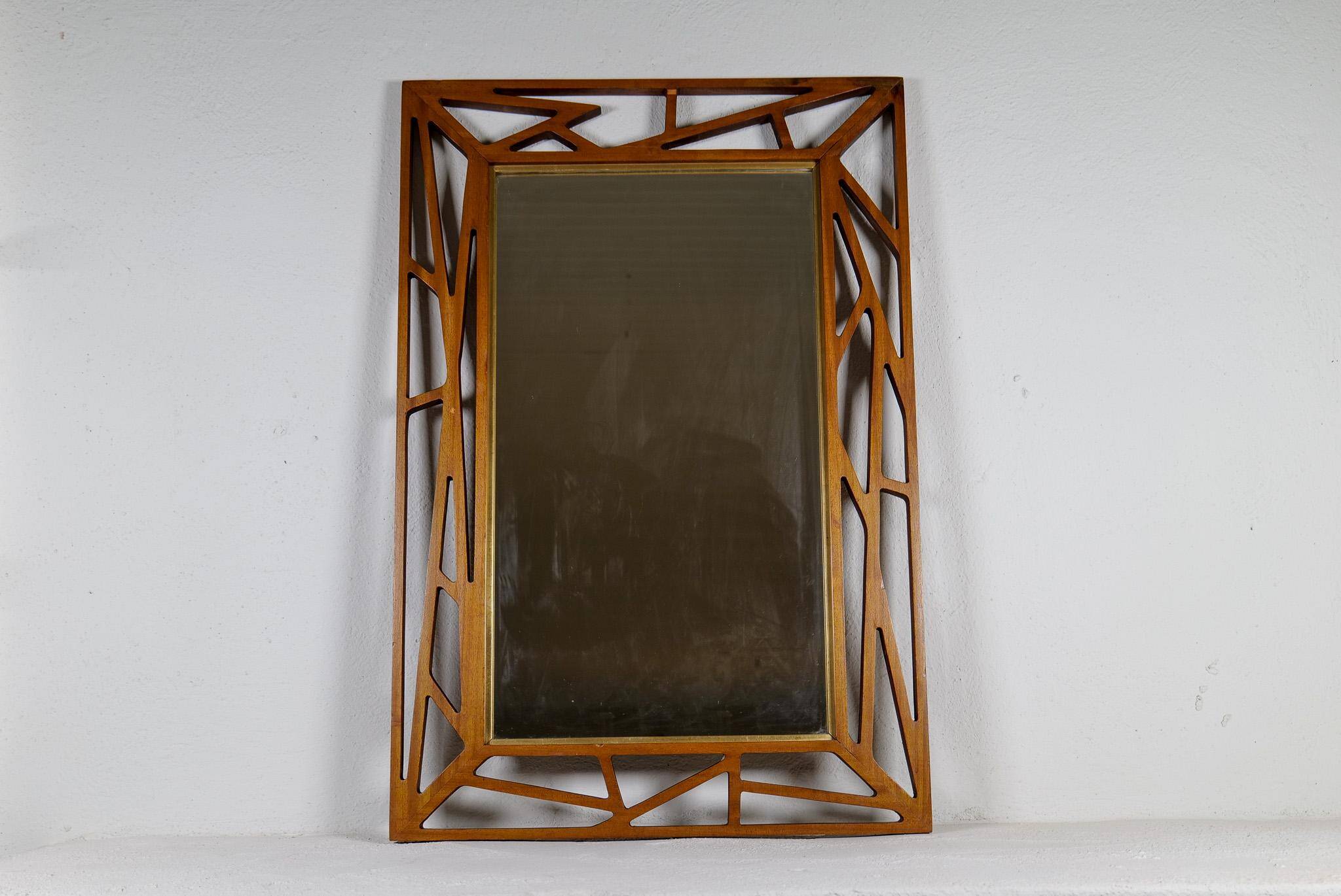Midcentury Modern mirror Yngve Ekström "Konkret" by Eden Spegel in Sweden