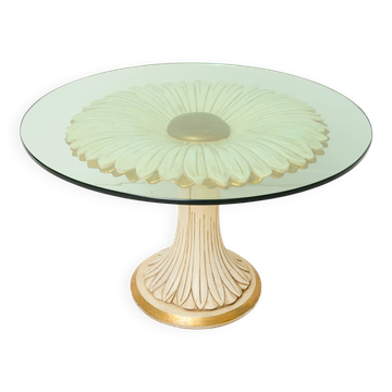 Carved wooden round table, Italy, 1960