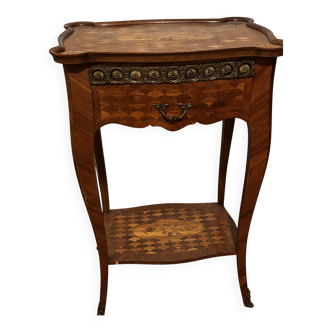 Louis XV marquetry bedside table with bronze.