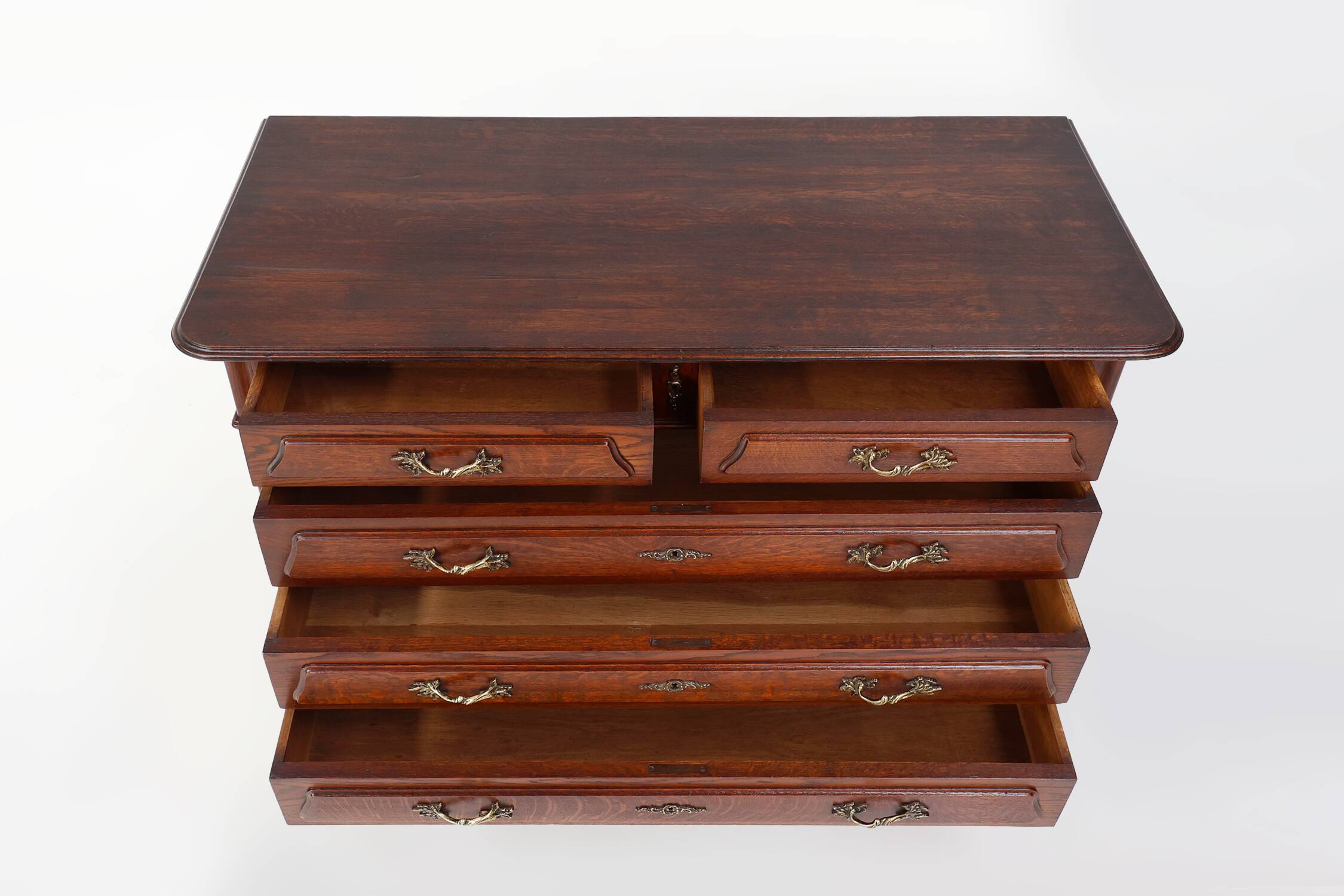 French Antique carved oak chest of drawers