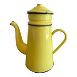 Cafetière jaune en métal émaillé