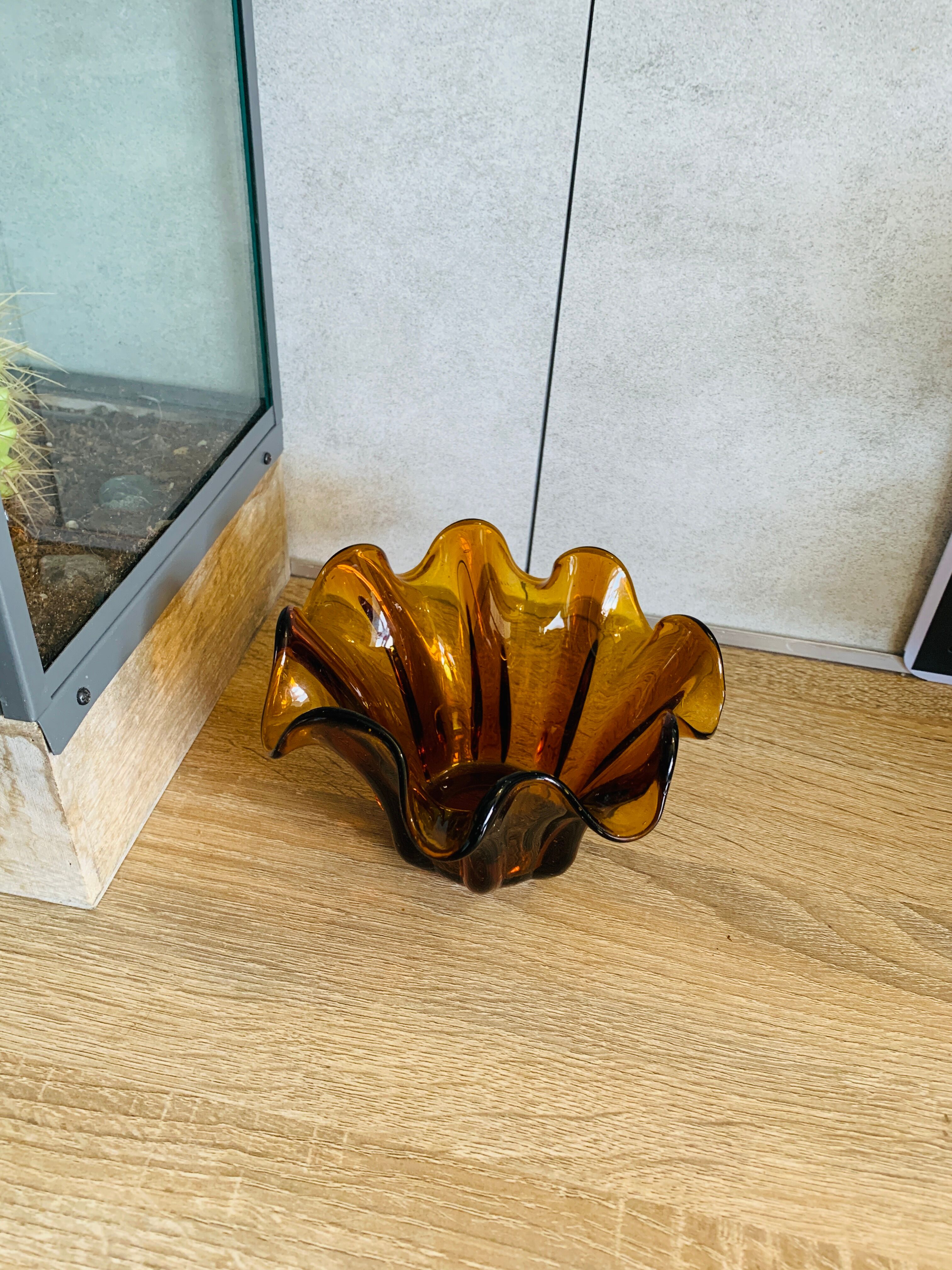 Blown glass draped candle holder