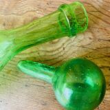 Biot carafe in green bubble glass