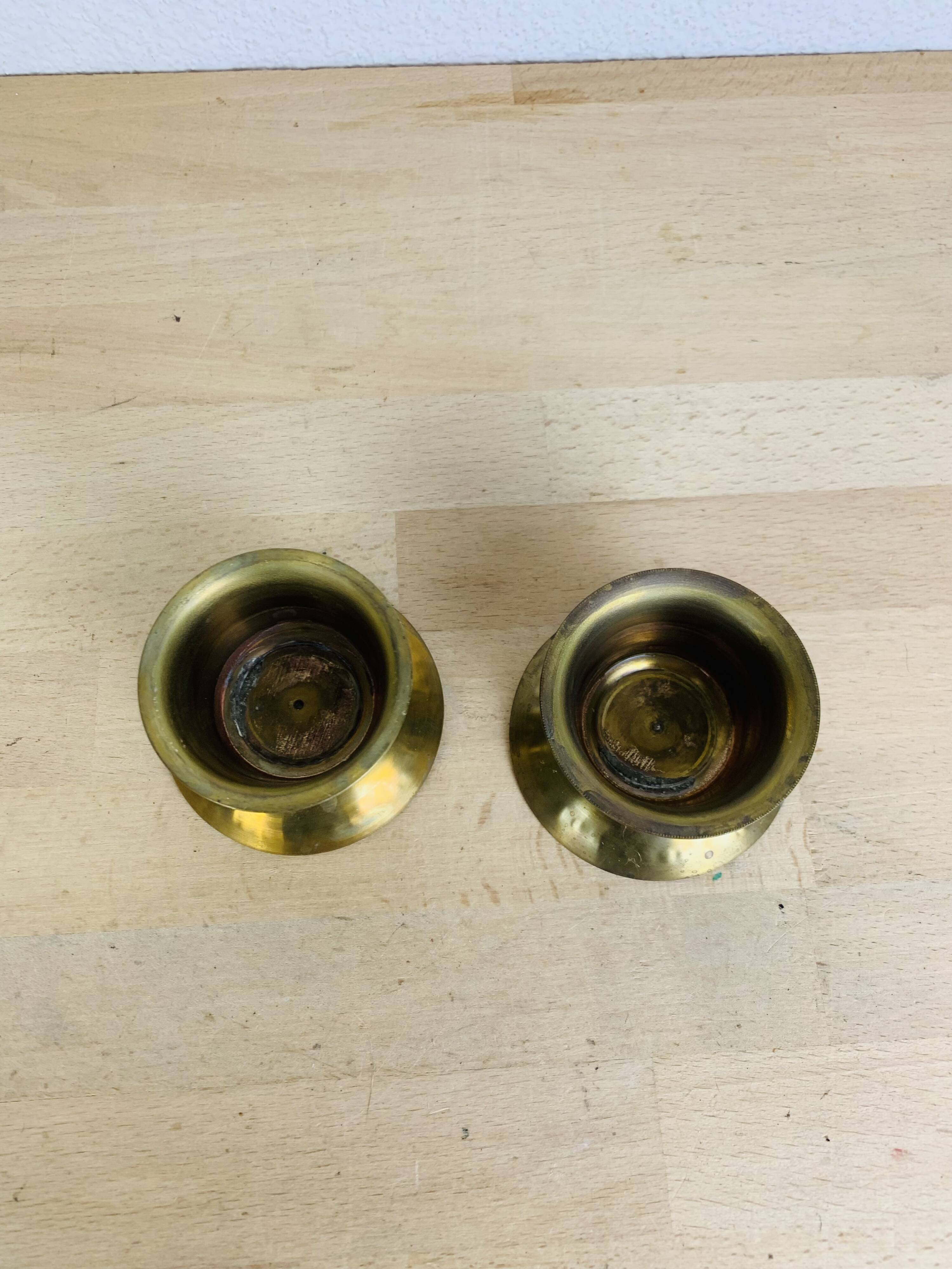 Pair of vintage gold-plated brass candlesticks