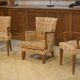 Set of 2 Bridge armchairs and one armchair attributed to Jules Leleu from the 1930s.