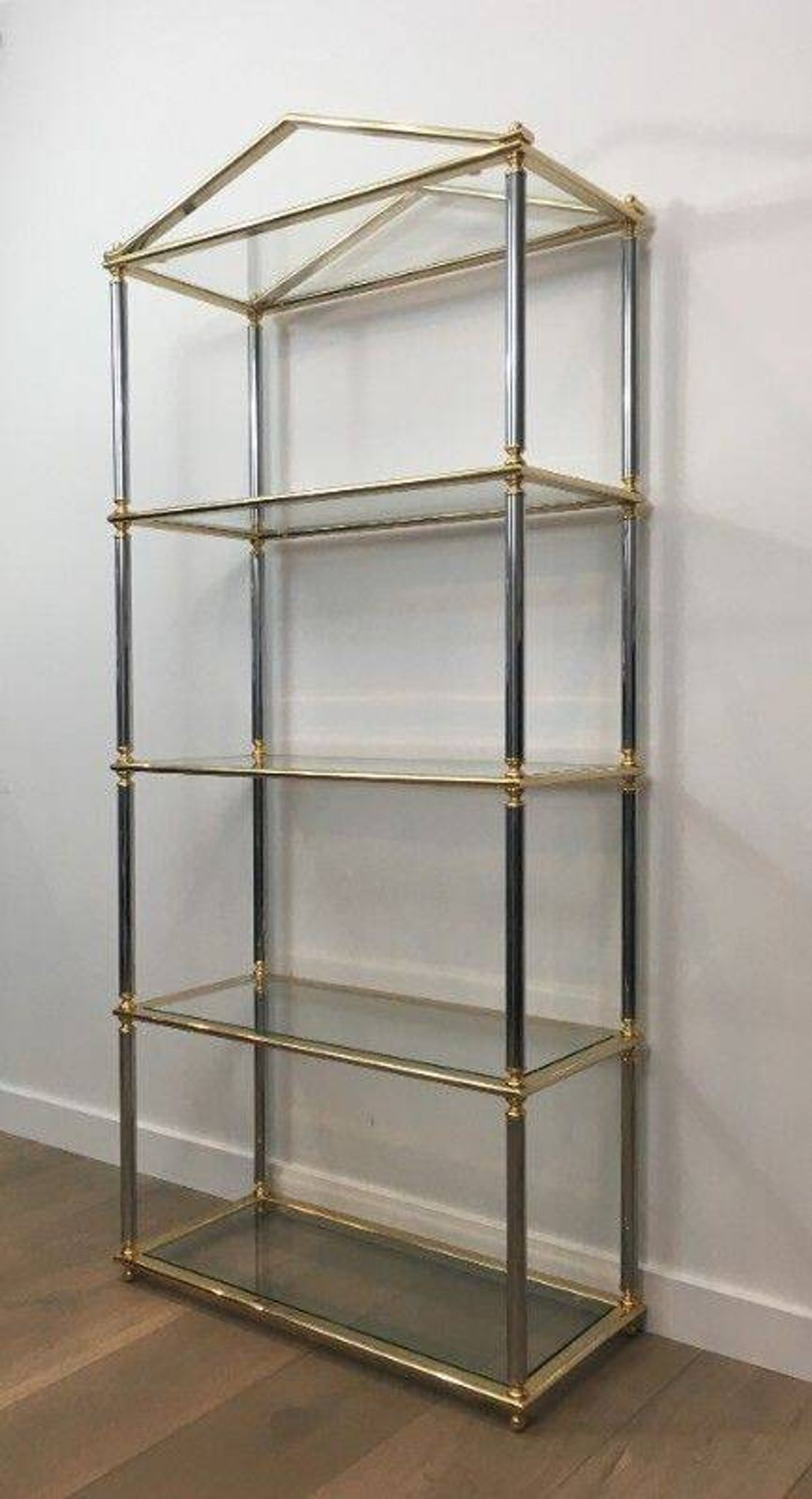 Neoclassical shelf with silver gunmetal patina and gilt metal