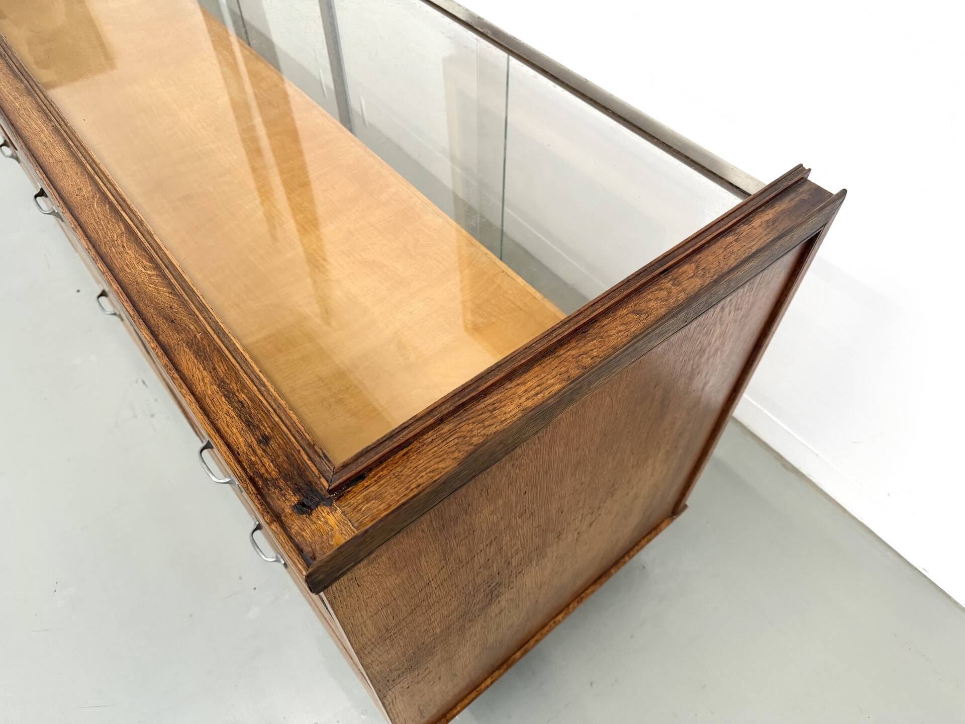 Vintage Siegel Paris workbench in oak and glass – 1950