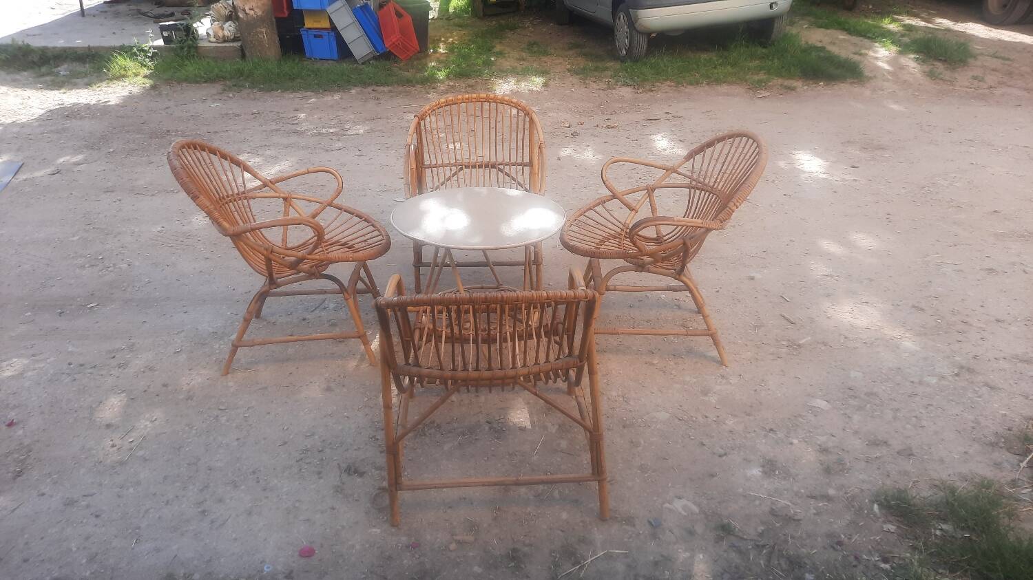 Rattan and bamboo garden furniture