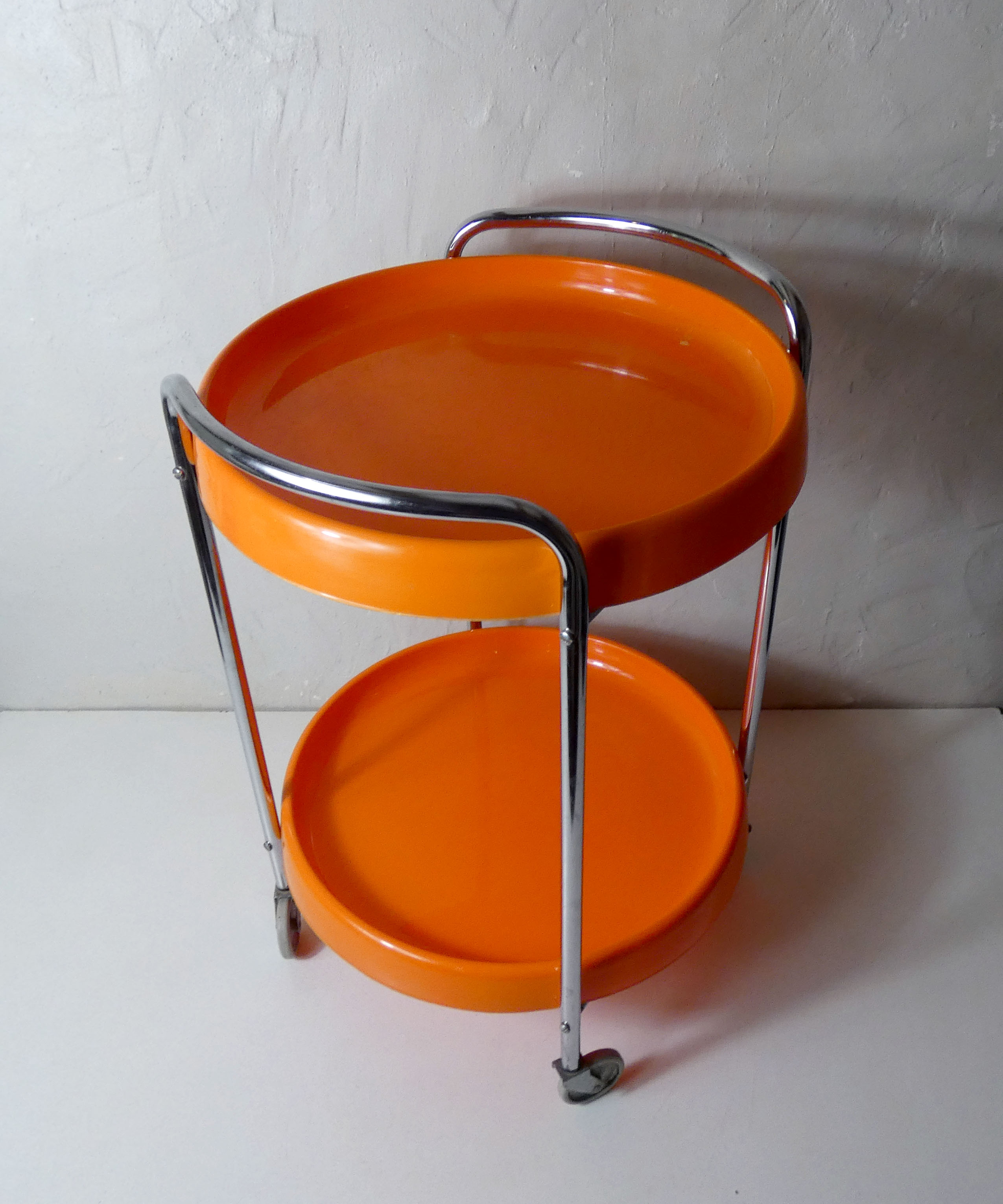 Serving table with vintage wheels