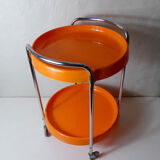 Serving table with vintage wheels