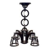 1950s oak chandelier - 5 lights