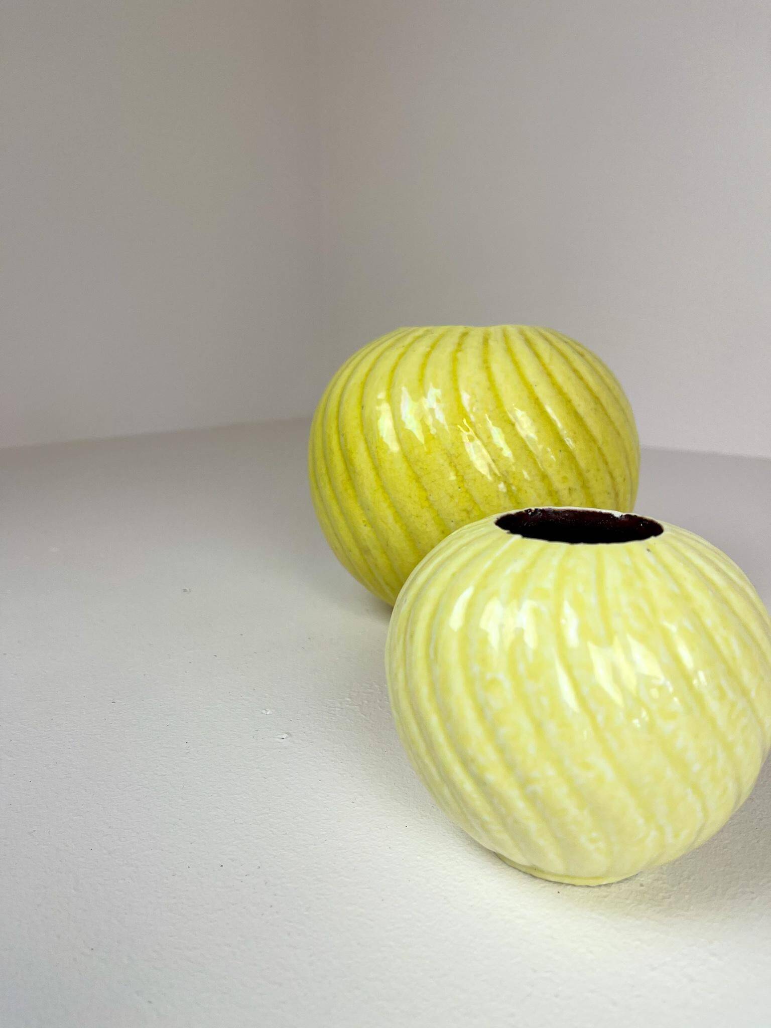 Rare pair of mid-century modern vases by Gunnar Nylund, Rörstrand, Sweden, 1940s.