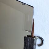 Small vintage art deco mirror of the 30s in metal in the shape of a diamond 59x35cm