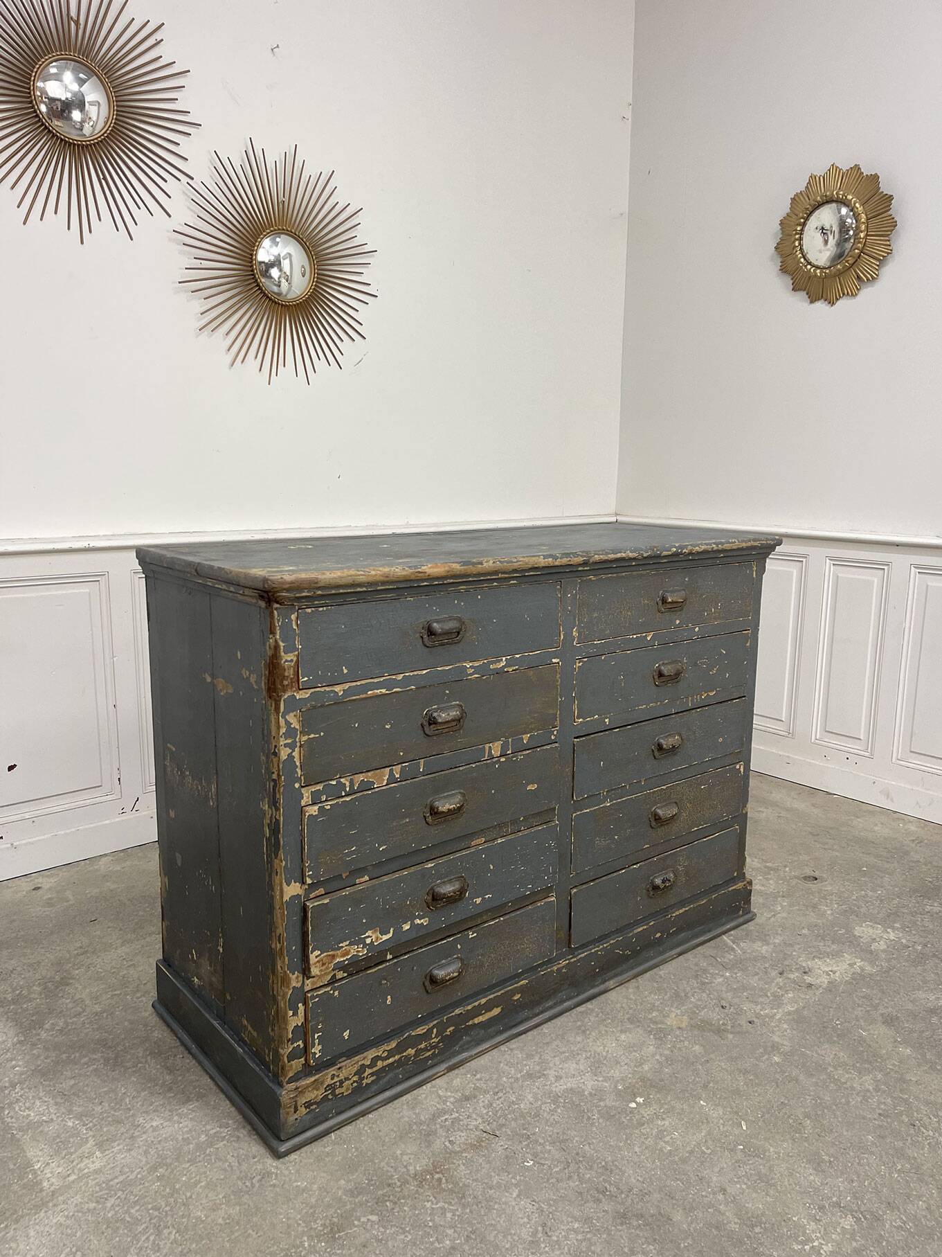 1930s workshop furniture with shell handles.