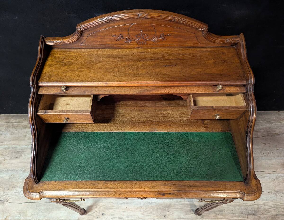 Louis XVI style cylinder desk in walnut