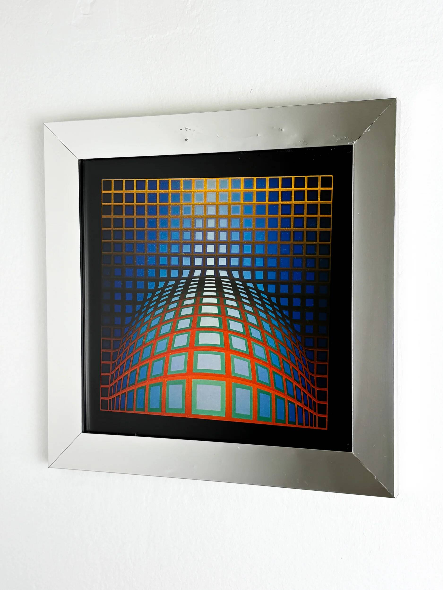 Victor Vasarely, optical composition, 1970s, offset print, framed