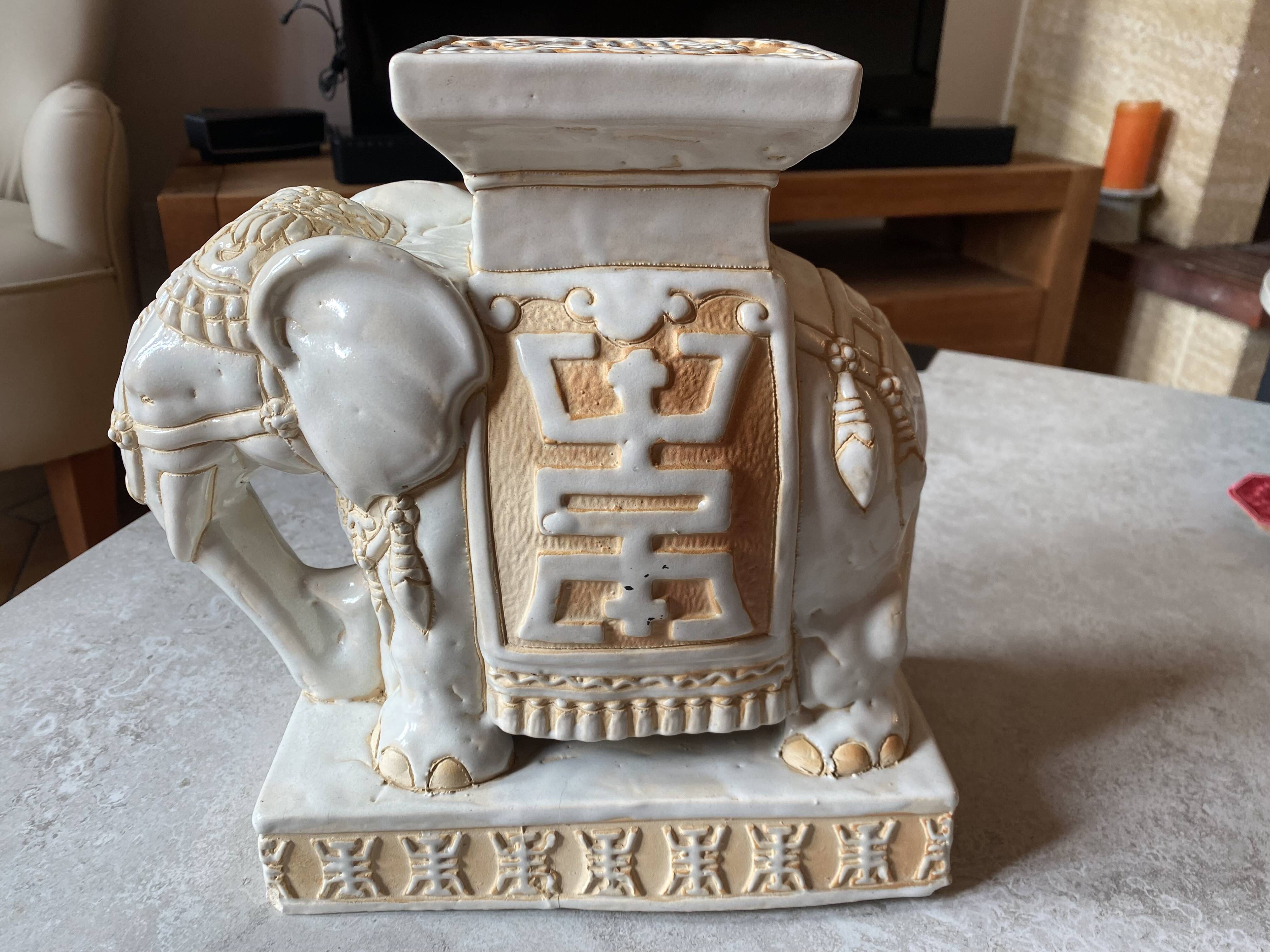 White ceramic elephant