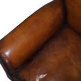 Antique Victorian leather canapé, hand-dyed, 3-4 seats.