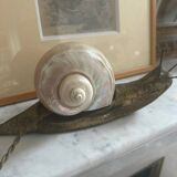 ART DECO SIGNED Snail Night Light - MOTHER-OF-PEARL BRONZE