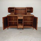 Buffet haut art and craft Art déco français en bois blond 1950 1960