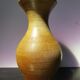 Vase ancien grès marron beige décor ciselé col corolle déco vintage