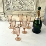 Champagne flutes set of 6, Rosaline luinarc swirl glass stemware