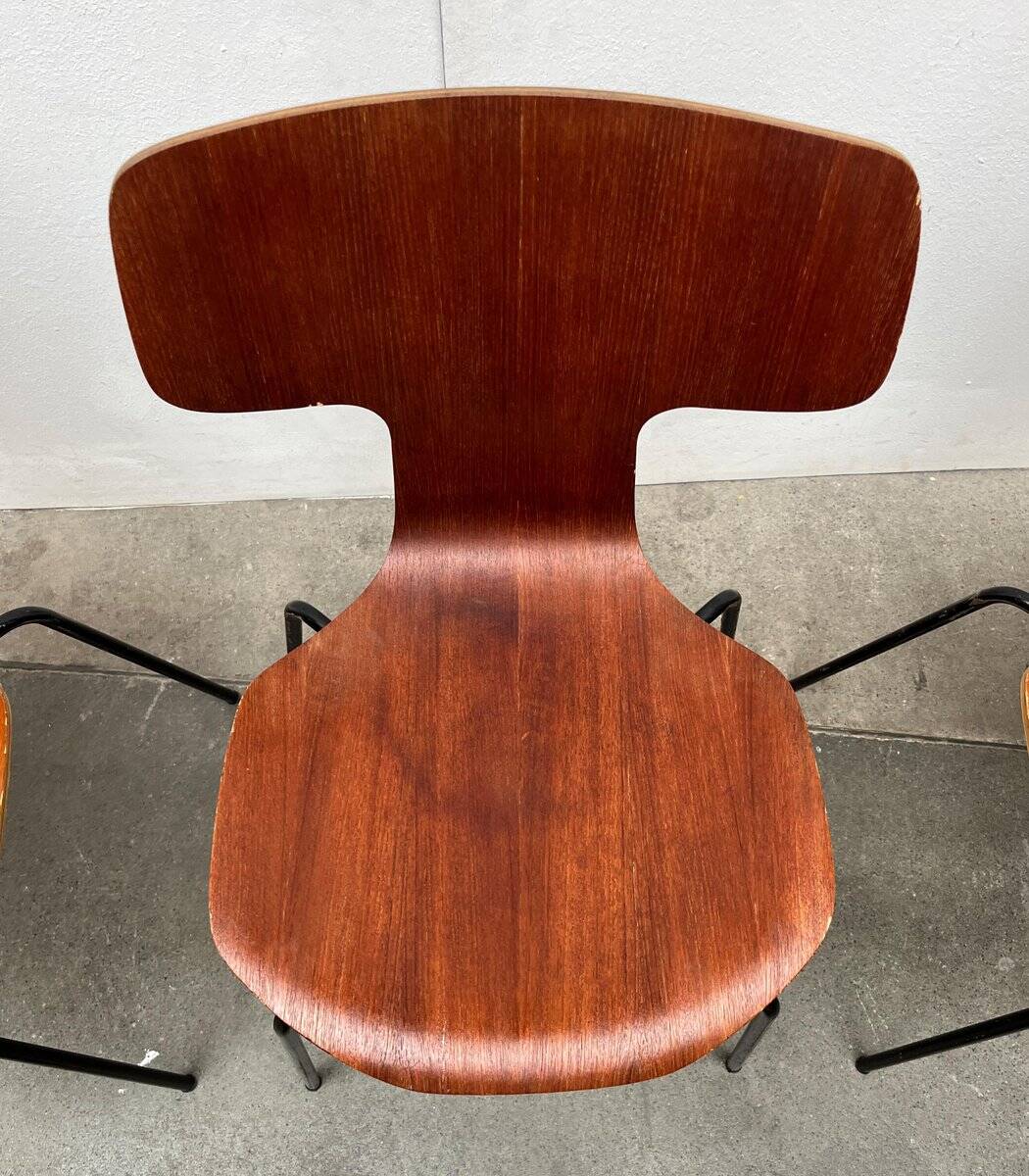 Mid-Century stackable chairs model 3103 Hammer by Arne Jacobsen for Fritz Hansen, Denmark, 1960s, set of 7.