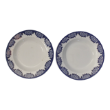Lot de 2 assiettes creuses Digoin Sarreguemines - modèle Capri - fleurs bleu foncé