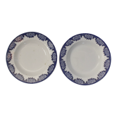 Set of 2 hollow plates Digoin Sarreguemines - Capri model - dark blue flowers