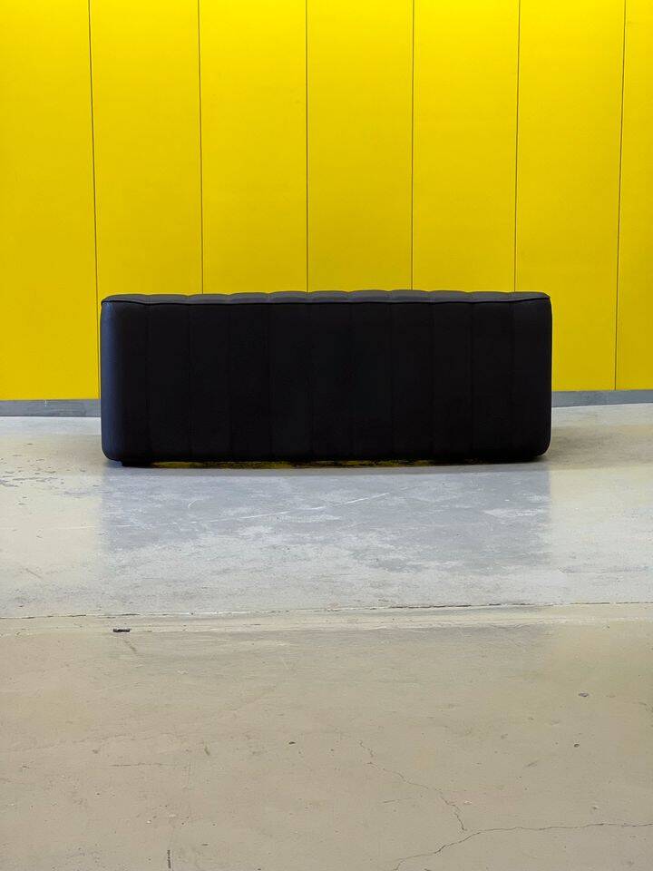 Black leather 3-seater sofa by De Side, from 1970's model 44