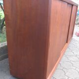 Low sideboard with 3 sliding doors in teak. Denmark 1960