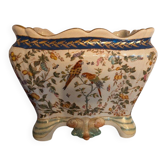 Antique jardinière in Lunéville earthenware – 1885 – Bird decoration