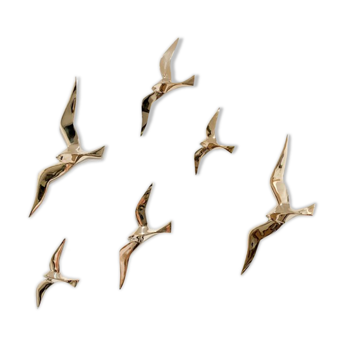 Soaring 6 golden brass swallows