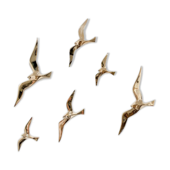 Soaring 6 golden brass swallows
