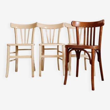 4 mismatched antique bistro chairs