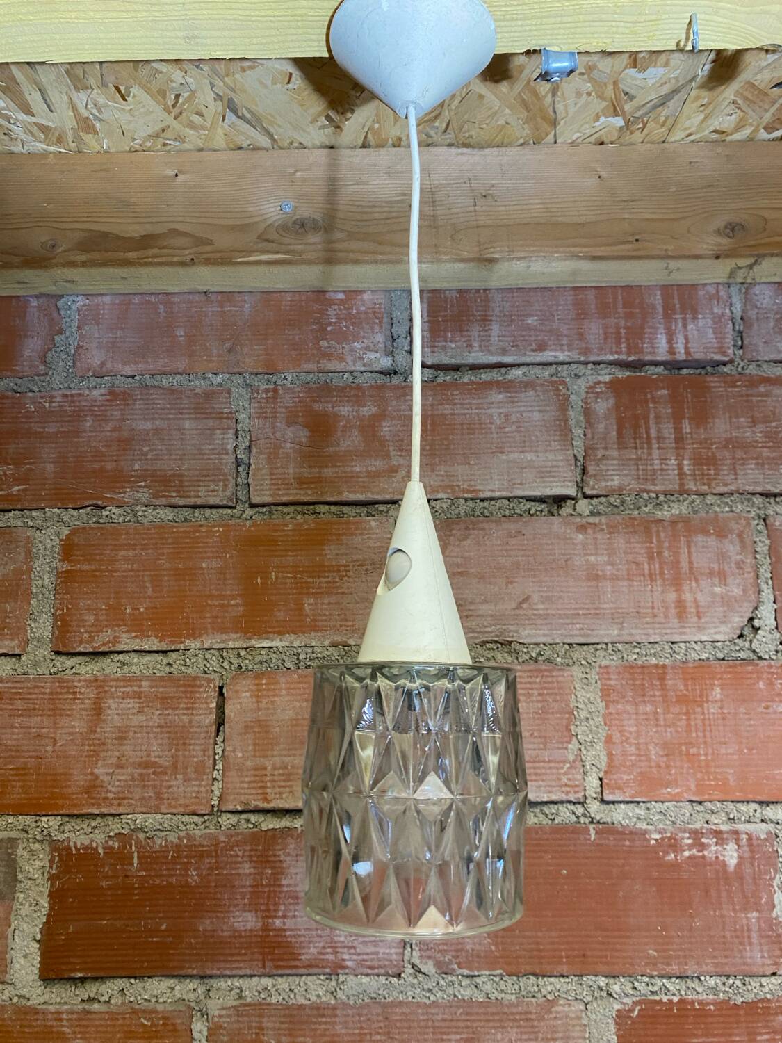 Antique Pendant Light Molded Glass 70s Vintage